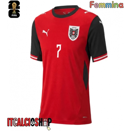 Austria Marko Arnautovic #7 Prima Maglia Femmina Mondiali 2026 Manica Corta
